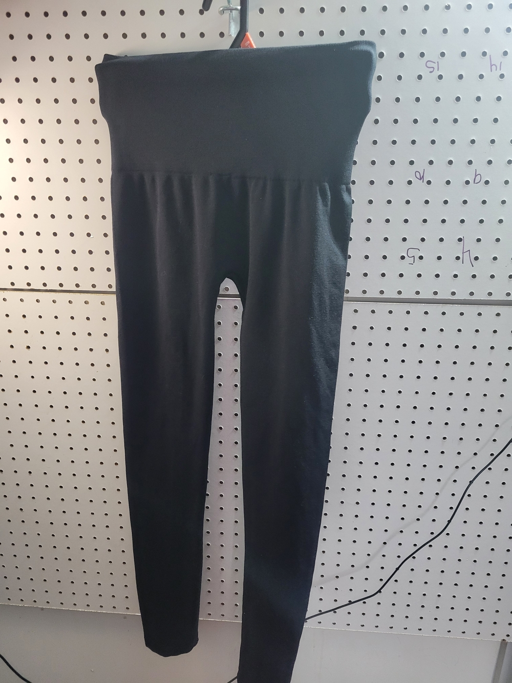 Womem High-Waist Black Leggings with Foldover Panel